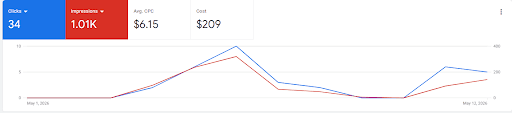 Google Ads dashboard — real client campaign results